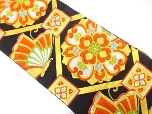 アンティーク　華紋に蝶模様織り出し袋帯（材料）